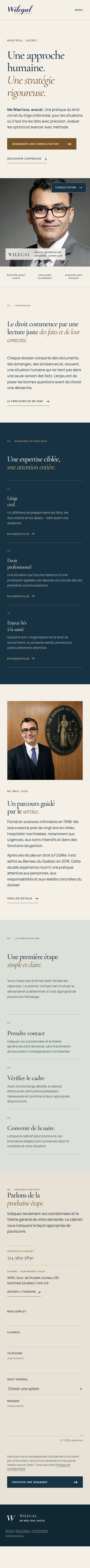 Capture de la page d'accueil WILEGAL sur mobile